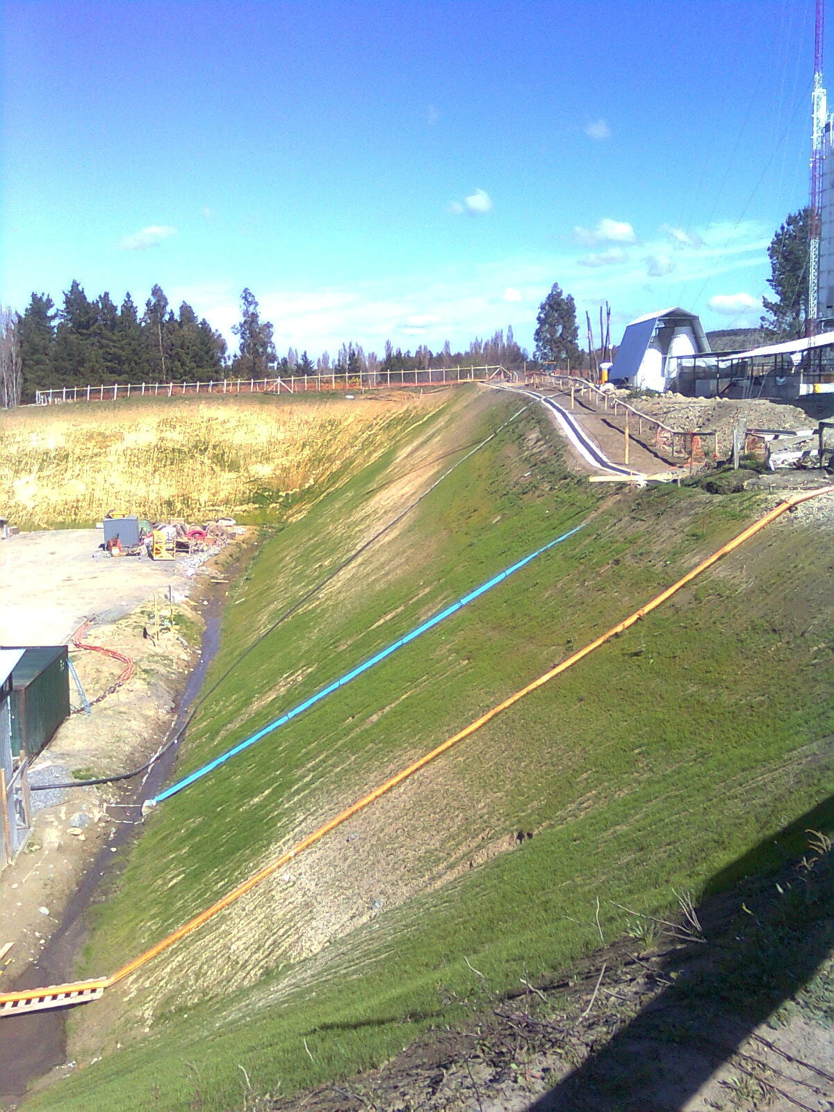 Manchón verde de pasto después aplicación de hidrosiembra